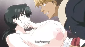 His thick dick pounds her mom's pussy in a hot hentai scene.