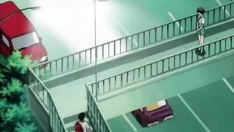 Schoolgirl gets fingered by pervy anime guy in public.