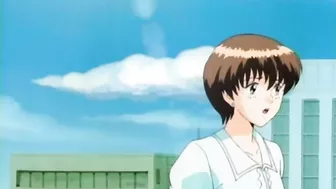 Schoolgirl gets fingered by pervy anime guy in public.