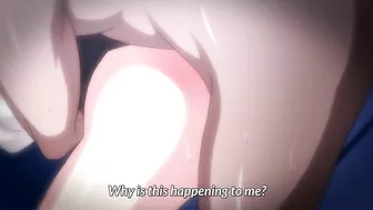 Rain-soaked high school girl in hentai sex scene.