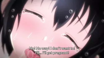 Rain-soaked high school girl in hentai sex scene.