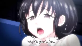 Rain-soaked high school girl in hentai sex scene.