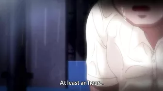 Rain-soaked high school girl in hentai sex scene.