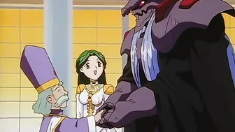 The petite elf is being fucked by the devil as his slave girl watches in hentai porn.