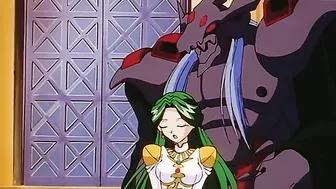 The petite elf is being fucked by the devil as his slave girl watches in hentai porn.