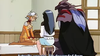 The petite elf is being fucked by the devil as his slave girl watches in hentai porn.