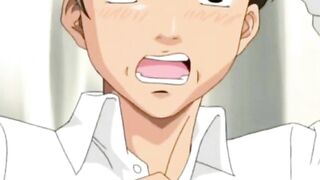 Son masturbates as he watches his father have sex with a hentai maid.