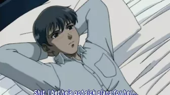 Son masturbates as he watches his father have sex with a hentai maid.