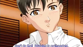 Son masturbates as he watches his father have sex with a hentai maid.