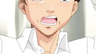 Son masturbates as he watches his father have sex with a hentai maid.