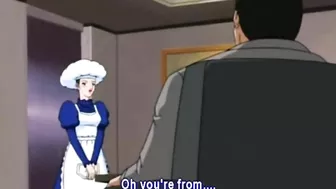 Son masturbates as he watches his father have sex with a hentai maid.