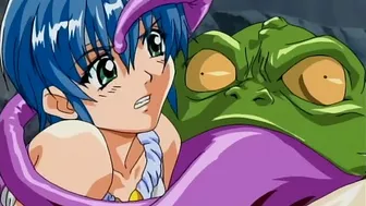 Hentai horse man licks bound anime girl's pussy.