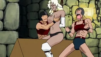 Hentai horse man licks bound anime girl's pussy.