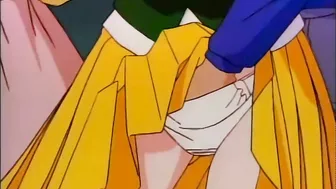 Frantically frustrated and female, a yuri lesbian is anally penetrated with a strap-on in this hentai porn.