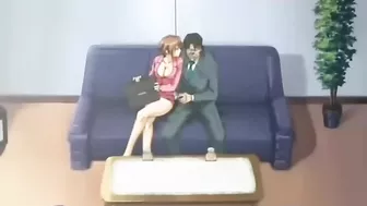 Hentai redhead with bound ankles receives deep anal sex.