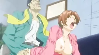 Hentai redhead with bound ankles receives deep anal sex.