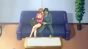 Hentai redhead with bound ankles receives deep anal sex.