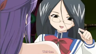 Horny hentai schoolgirl in lesbian strapon sex and public fucking.