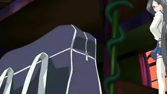 Horny hentai schoolgirl in lesbian strapon sex and public fucking.