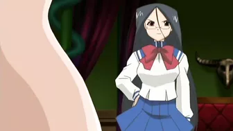 Horny hentai schoolgirl in lesbian strapon sex and public fucking.