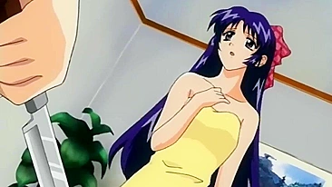 Blackmailing busty schoolgirls getting doggy-fucked in a bathroom. #Hentai