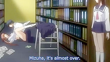 Ringetsu 2 - Hentai schoolgirl masturbates in library, gets her virgin pussy fucked.