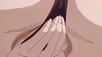 Horny hentai lesbians licking each other's pussies on a public beach.