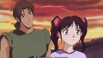 Horny hentai lesbians licking each other's pussies on a public beach.