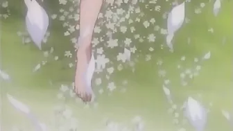 Horny hentai lesbians licking each other's pussies on a public beach.