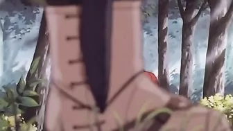 Horny hentai lesbians licking each other's pussies on a public beach.