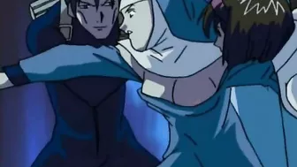 Hentai video - Incubus with a huge cock fucks a cop while a young girl masturbates.