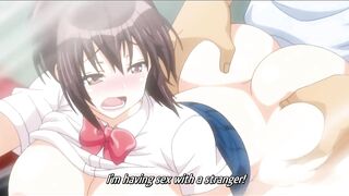 Hentai virgin schoolgirl has public train sex with people watching.