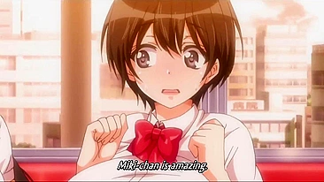 Hentai virgin schoolgirl has public train sex with people watching.