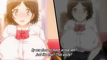 Hentai virgin schoolgirl has public train sex with people watching.