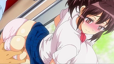 Hentai virgin schoolgirl has public train sex with people watching.