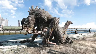 The hentai scene depicts an enormous deathclaw penetrating Ellie with its massive cock.