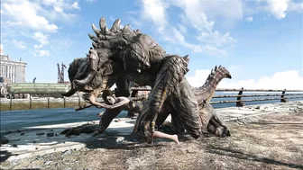 The hentai scene depicts an enormous deathclaw penetrating Ellie with its massive cock.