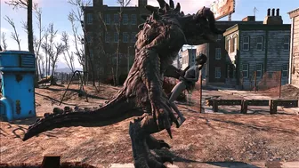 The hentai scene depicts an enormous deathclaw penetrating Ellie with its massive cock.