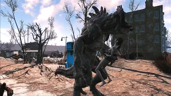 The hentai scene depicts an enormous deathclaw penetrating Ellie with its massive cock.