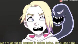 Venom licks Gwen's ass and devours her in a hentai fantasy.