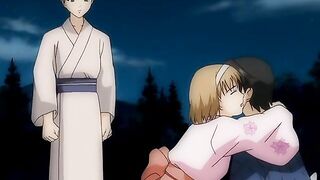 Horny hentai teacher fucks her student with a strap-on dildo.