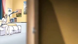 Horny hentai teacher fucks her student with a strap-on dildo.