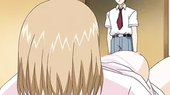 Horny hentai teacher fucks her student with a strap-on dildo.