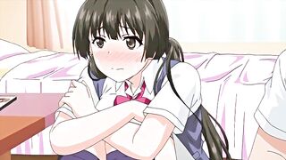 Hentai sex video - Busty schoolgirl gets creampied in the school bathroom.