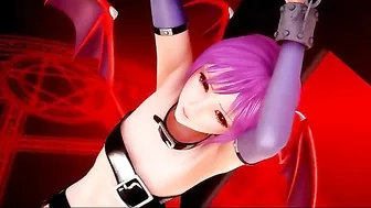 A petite young succubus has her tits squeezed and fucked by a machine in hentai porn.