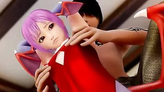 A petite young succubus has her tits squeezed and fucked by a machine in hentai porn.