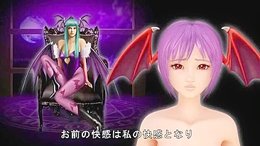A petite young succubus has her tits squeezed and fucked by a machine in hentai porn.