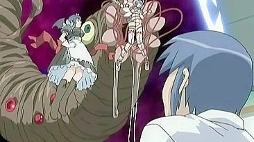 Busty hentai schoolgirl gets DP'd by tentacle worm.
