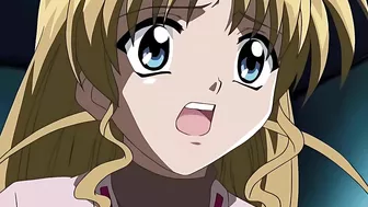 Hentai porn site visitors can enjoy a passionate sex scene between two petite yuri girls in a heart-shaped triangle.