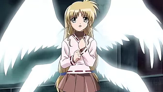 Hentai porn site visitors can enjoy a passionate sex scene between two petite yuri girls in a heart-shaped triangle.